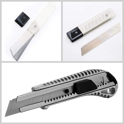 Aluminium Cuttermesser 18mm Teppichmesser Inklusive 100 Abbrechklingen für Vinyl und Klebevinyl