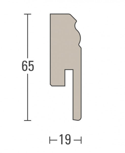 PARADOR Sockelleisten Hamburger Profil HL 1 Dekor Uni weiß D001 Höhe 65 mm